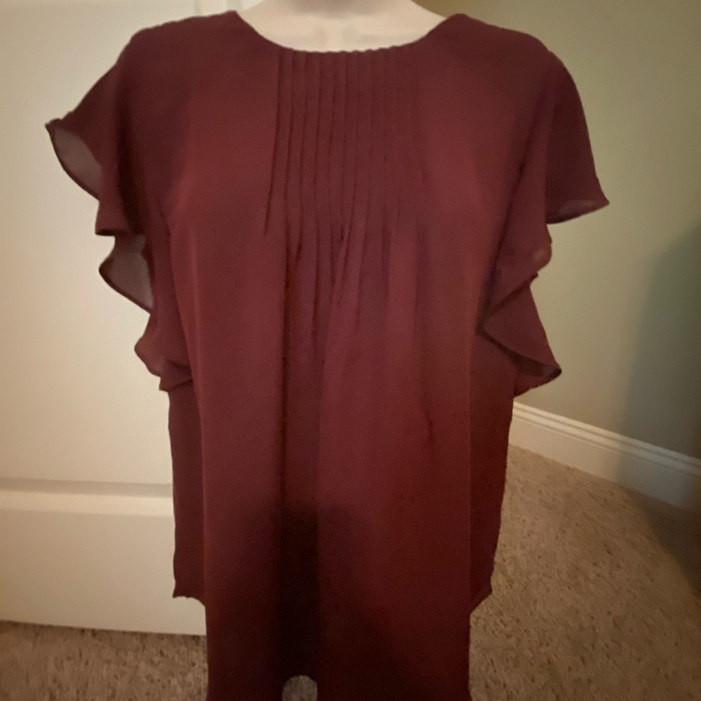 Semi-Sheer Burgundy Blouse